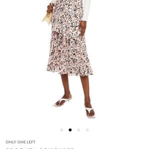 Brand New Twist-front layered printed georgette midi skirt